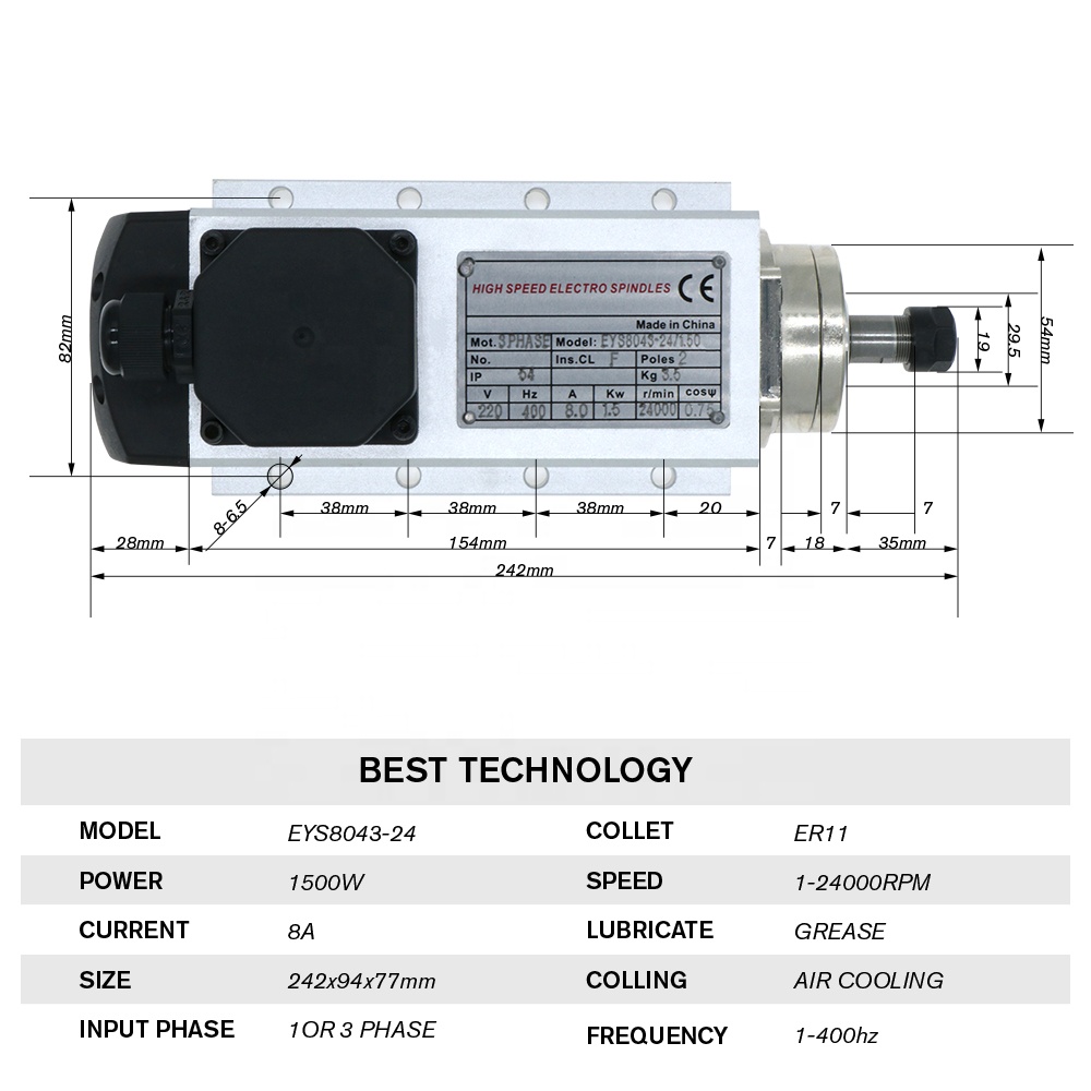 HLTNC 1.5kw Flash Raffreddato  - Air Cooled 1.5Kw Spindle Motor Inverter 110V recensione e prezzo